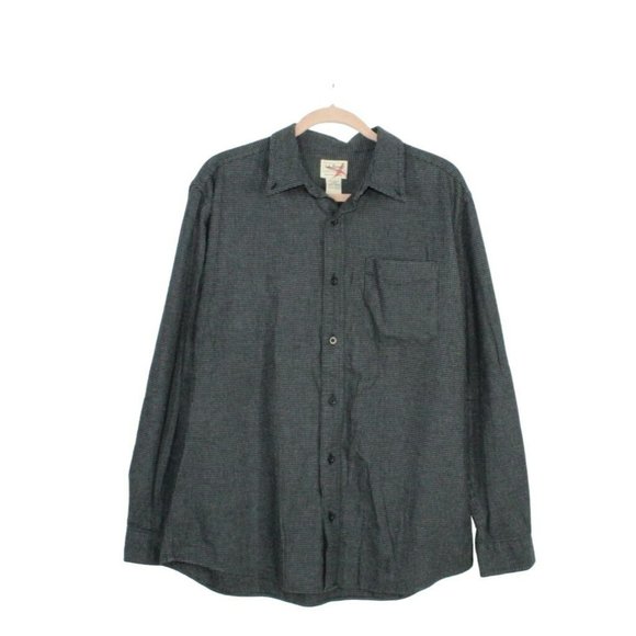 LL Bean Black Cotton Flannel Lined Slightly Fitted Button-Down Shirt Size L - Picture 1 of 8